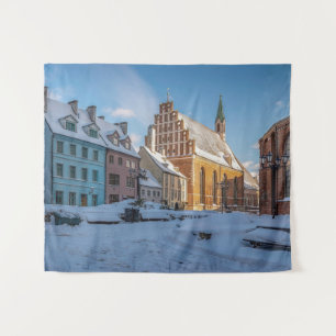 Tapete De Parede Igreja de Peter no inverno em Riga, Letónia