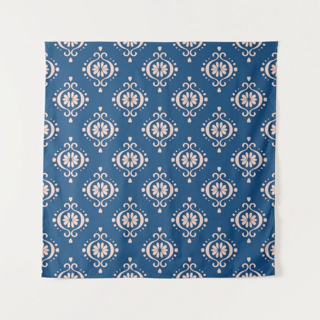 Tapete De Parede Ikat Geométrico Folklore Damask Ornament (Frente)