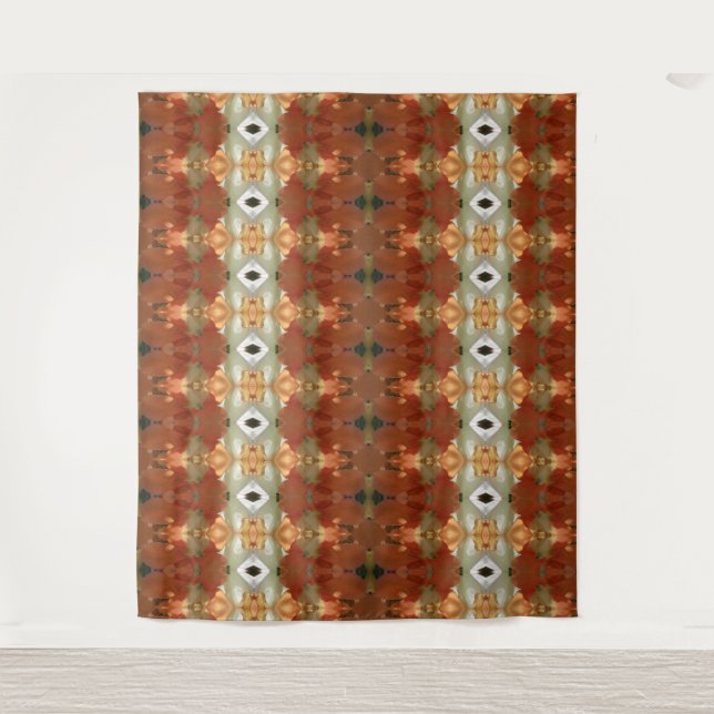 Tapete De Parede Ikat verde e âmbar 11 (Frente)