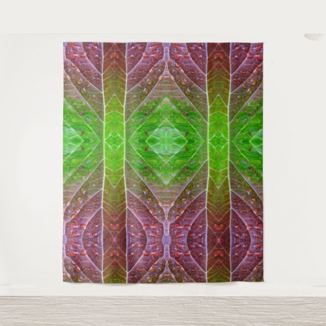 Tapete De Parede Ikat Vermelho e Verde (Frente)