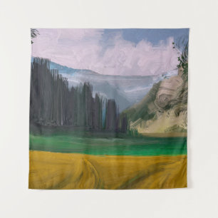 Tapete De Parede Ilustração 2d. Arte paisagística da pintura a óleo