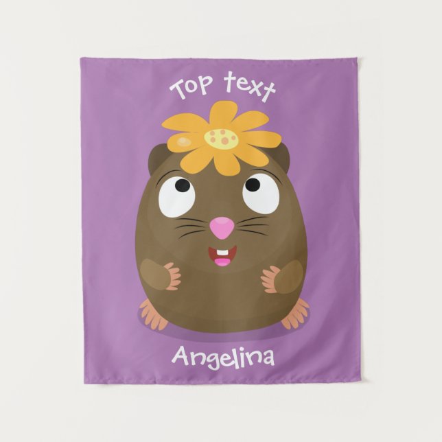 Tapete De Parede Ilustração animada feliz cota-guiné (Frente)