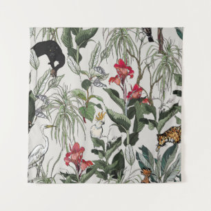 Tapete De Parede Ilustração Botânica Desenhada à Mão Ininterrupta