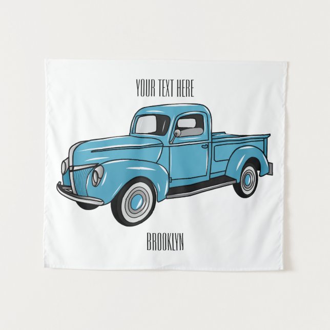 Tapete De Parede Ilustração clássica de desenho de caminhão de cole (Frente (Horizontal))