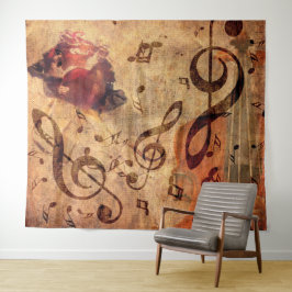 Tapete De Parede Ilustração com rosa e violino