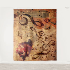 Tapete De Parede Ilustração com rosa e violino