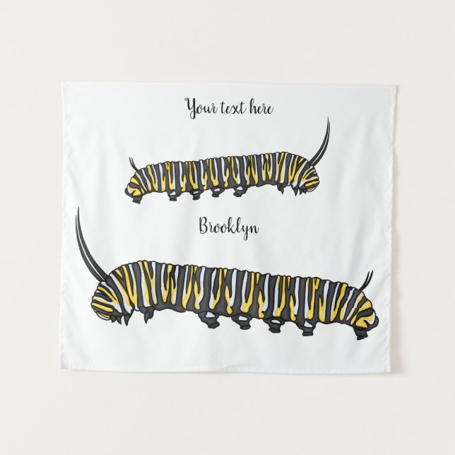 Tapete De Parede Ilustração da cartoon da lagarta monarca (Frente (Horizontal))