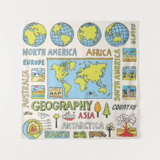 Tapete De Parede Ilustração da Geografia da Vintagem Desenhada à Mã