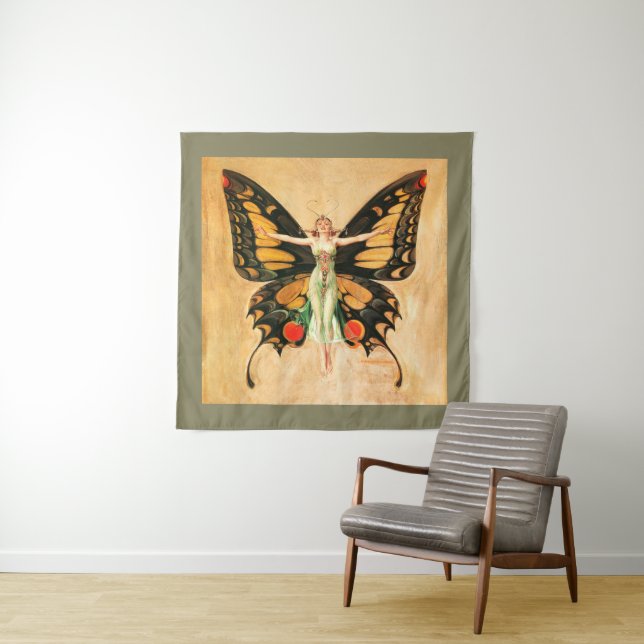 Tapete De Parede Ilustração da Mulher Borboleta Flapper por Leyende (In Situ)