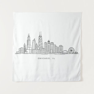 Tapete De Parede Ilustração da paisagem urbana de Chicago IL