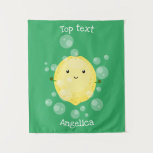 Tapete De Parede Ilustração de bolhas de desenho animado de fruta d