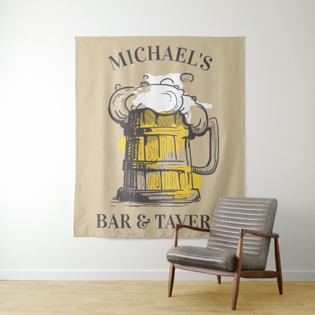 Tapete De Parede Ilustração de Cerveja de Texto Personalizado (In Situ)