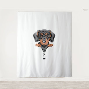 Tapete De Parede Ilustração de Dachshund Fofo Espiando Fora do Fech