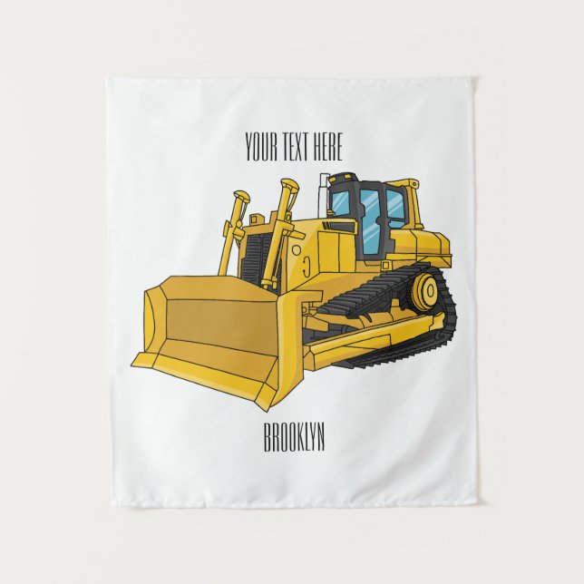 Tapete De Parede Ilustração de desenho animado Bulldozer (Frente)