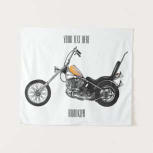 Tapete De Parede Ilustração de desenho animado Chopper Motorcycle 1