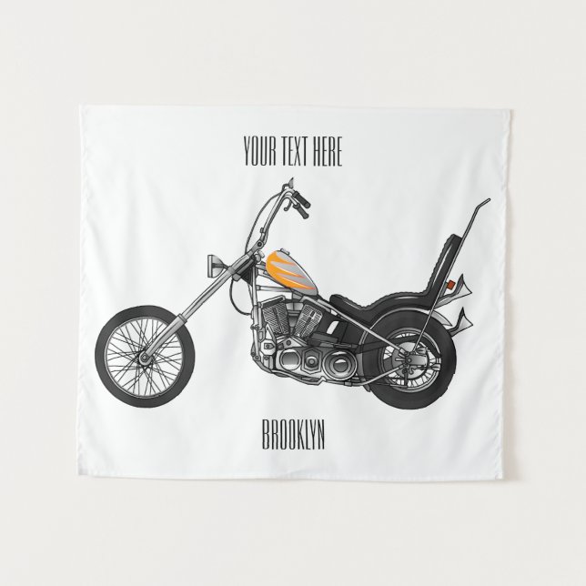 Tapete De Parede Ilustração de desenho animado Chopper Motorcycle 1 (Frente (Horizontal))