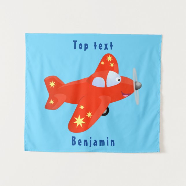 Tapete De Parede Ilustração de desenho animado de avião vermelho-cl (Frente (Horizontal))