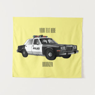 Tapete De Parede Ilustração de desenho animado de carro da polícia