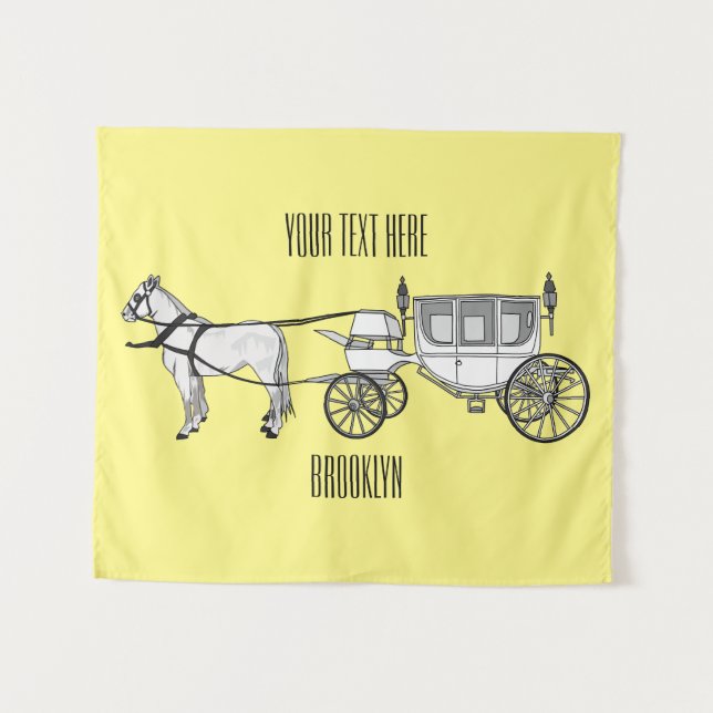 Tapete De Parede Ilustração de desenho animado de cavalo & carruage (Frente (Horizontal))