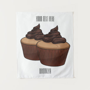 Tapete De Parede ilustração de desenho animado de cupcake