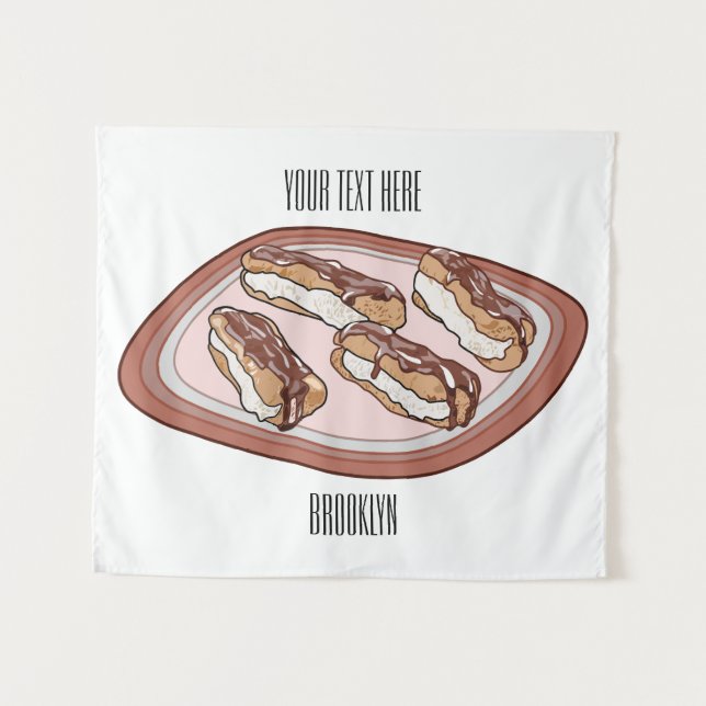 Tapete De Parede Ilustração de desenho animado de eclair de chocola (Frente (Horizontal))