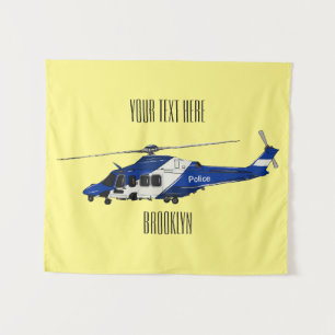 Tapete De Parede Ilustração de desenho animado de helicóptero da po