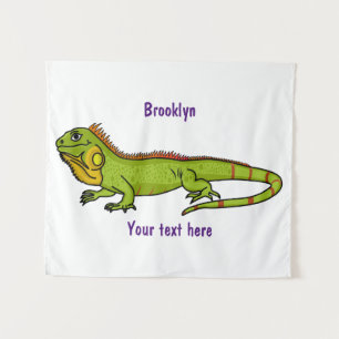 Tapete De Parede Ilustração de desenho animado de iguana verde feli