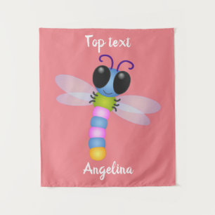 Tapete De Parede Ilustração de desenho animado de libélula, azul e