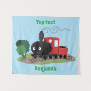 Tapete De Parede Ilustração de desenho animado de locomotiva de com