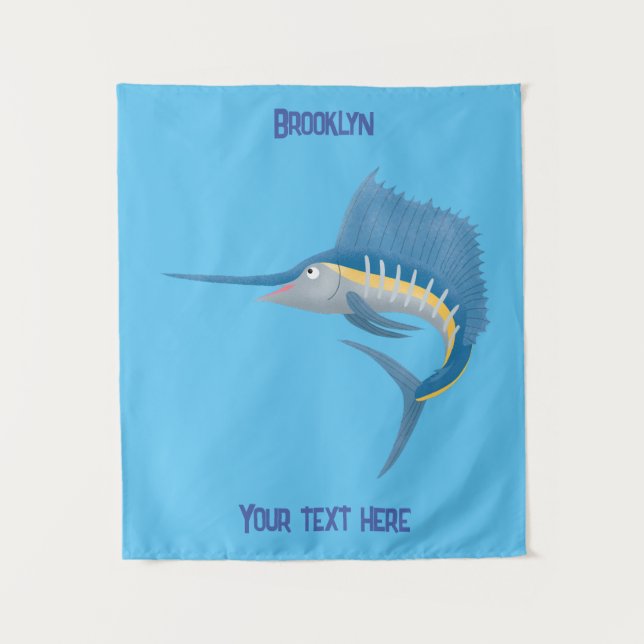 Tapete De Parede Ilustração de desenho animado de peixe-espada (Frente)