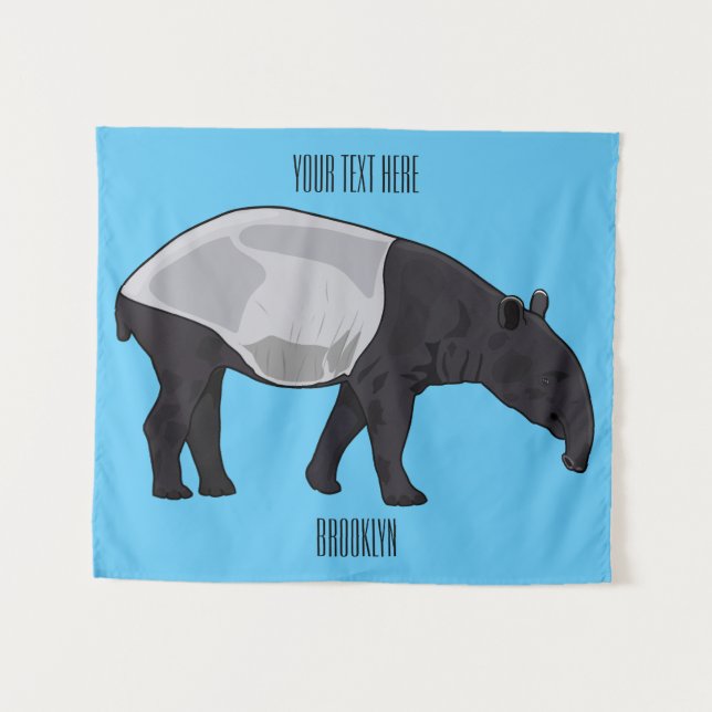 Tapete De Parede Ilustração de desenho animado de Tapir (Frente (Horizontal))