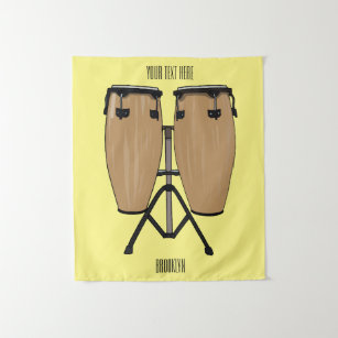 Tapete De Parede Ilustração de desenho animado do tambor de bongo