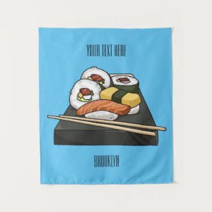 Tapete De Parede Ilustração de desenho animado Sushi