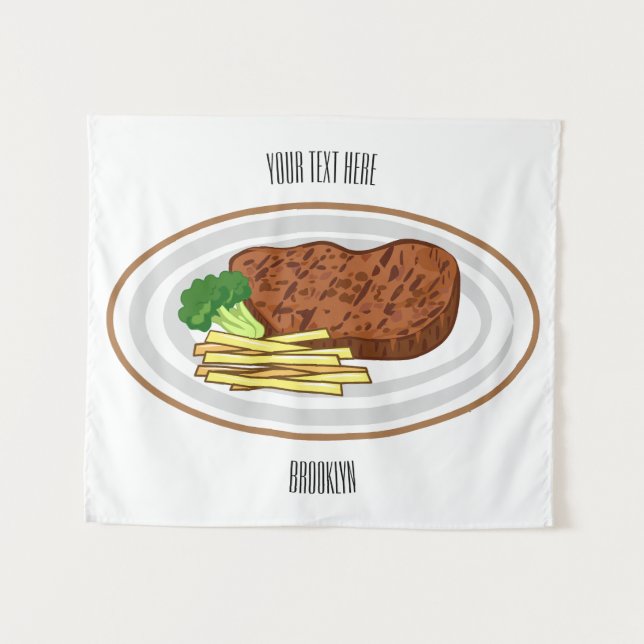 Tapete De Parede Ilustração de desenho em bife (Frente (Horizontal))