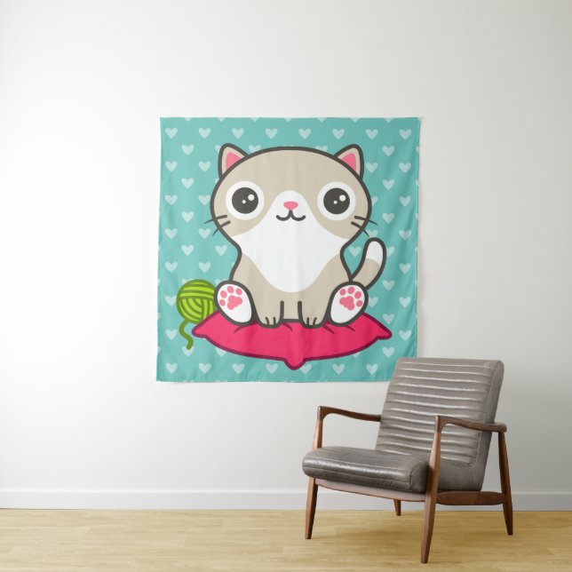 Tapete De Parede Ilustração de Gatinho de Cute (In Situ)