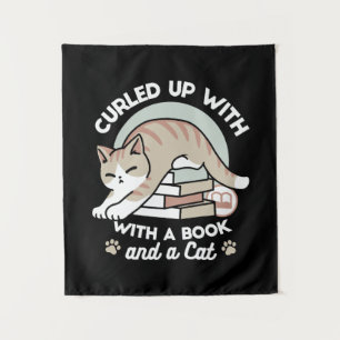 Tapete De Parede Ilustração de Gato do Livro ao Longo - Enrolada e