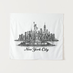 Tapete De Parede Ilustração de Linha do Horizonte de Nova York