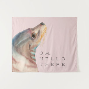 Tapete De Parede Ilustração do Leão do Mar   Adicione Seu Texto Eng