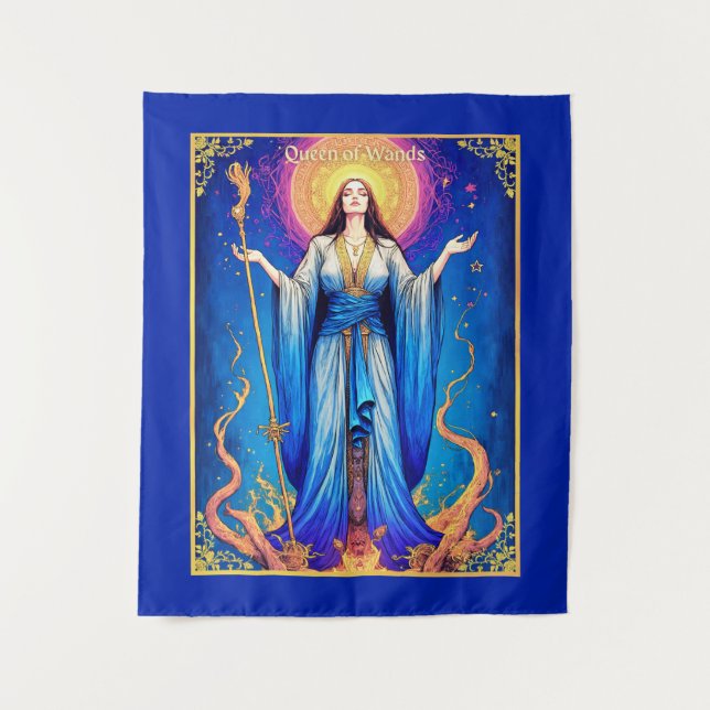 Tapete De Parede Ilustração Tarot Card, Rainha de Wands (Frente)