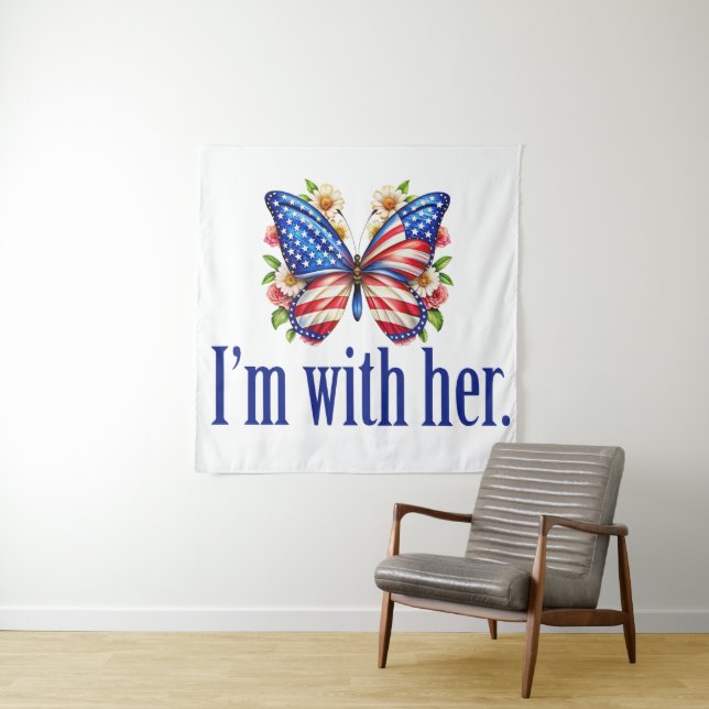 Tapete De Parede I'm With Her Cute Kamala Harris Butterfly (In Situ)