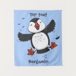 Tapete De Parede Imagem azul de desenho animado de puffin voador e