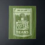 Tapete De Parede Imagem da comida de pop de arte do êmbolo do café<br><div class="desc">Uma ilustração de pop que tem um cheio verde de saqueta de café com êmbolo. Design para amantes de café. Faz parte da minha coleção de comidas de pop art. O pacote de café é verde e tem texto personalizável.</div>