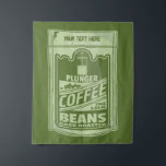Tapete De Parede Imagem da comida de pop de arte do êmbolo do café<br><div class="desc">Uma ilustração de pop que tem um cheio verde de saqueta de café com êmbolo. Design para amantes de café. Faz parte da minha coleção de comidas de pop art. O pacote de café é verde e tem texto personalizável.</div>