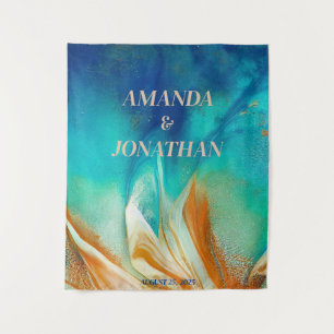 Tapete De Parede Imagem de Booth de Casamento Azul e Artístico Eleg