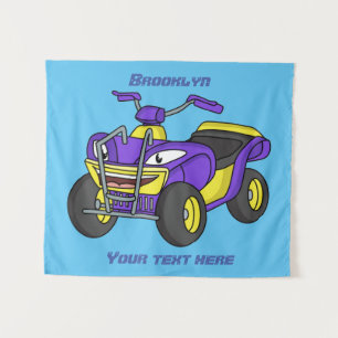 Tapete De Parede Imagem de desenho animado de bicicleta Quad Roxo