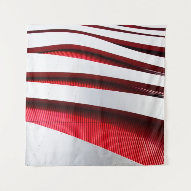 TAPETE DE PAREDE IMAGEM DE METAL BRANCO E VERMELHO (Frente)
