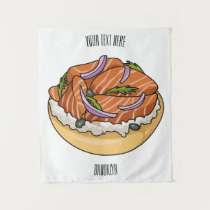 Tapete De Parede Imagem do desenho animado do bagel de salmão