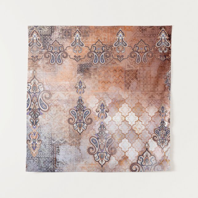 Tapete De Parede Impressão clássico de colheita com retalhamento, p (Frente)