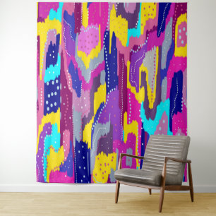 Tapete De Parede Impressão de Abstrato colorida com pontos divertid