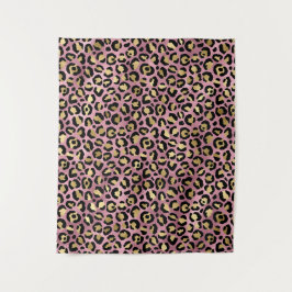 Tapete De Parede Impressão de leopardo rosa e dourado